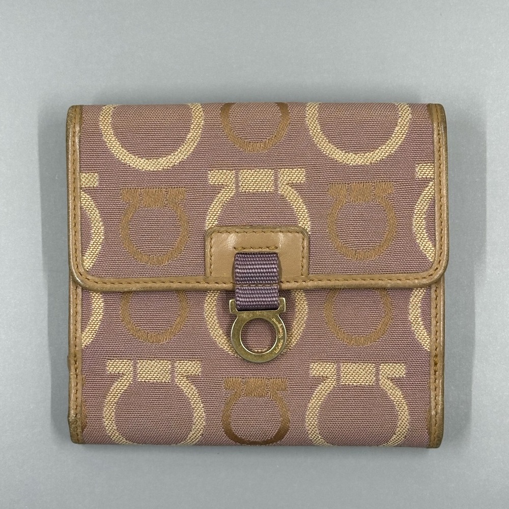 Salvatore Ferragamo Brown and Tan Canvas Men’s Wallet